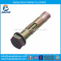 Whosale 4.8 grade color plated sleeve anchor bolt weight with hex head M16